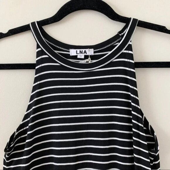 Revolve LNA Leigh Maxi Dress stripes Long Sleeveless Curved hem Scoop neck XS - Picture 11 of 15